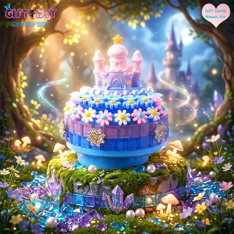 DIY Castle Mosaic Music Box Kit - Handmade Craft Gift for Kids & Adults
