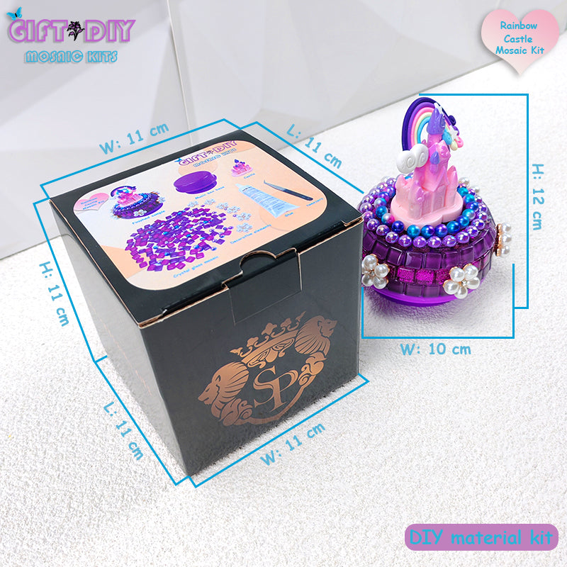 DIY Rotating Castle Mosaic Music Box Kit - Creative Handmade Gift for Parties & Holidays