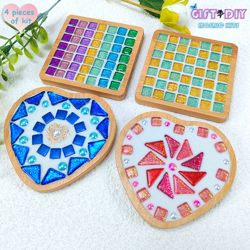 4 Pieces DIY Mosaic Handmade Gift ＆ Craft Material Kit