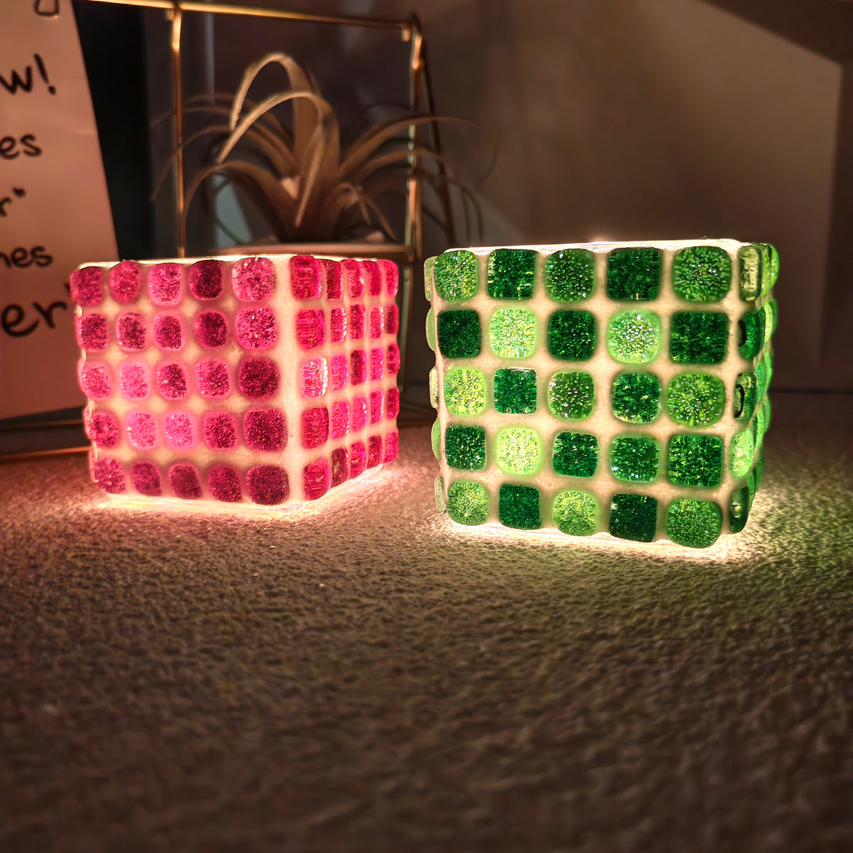 DIY Mosaic Candle Holder Kit for Adults & Kids, Handmade Art Craft for Home Decor Gifts