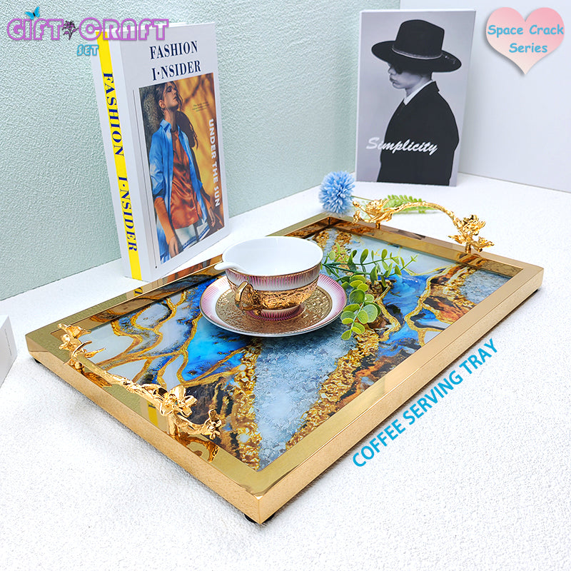 Luxury Tray Gift with Copper Handles, Decor, Serving Tray for Coffee, Bathroom, Vanity & Home Decor