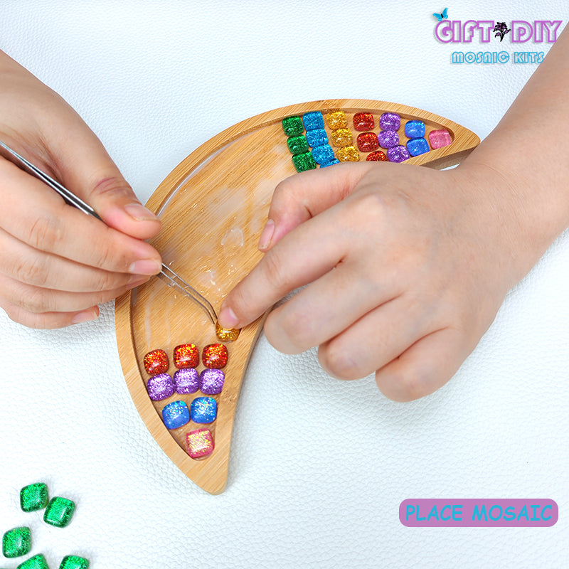 DIY Mosaic Moon Night Light Kit, Creative Craft Gift for Kids Adults, Home Decor