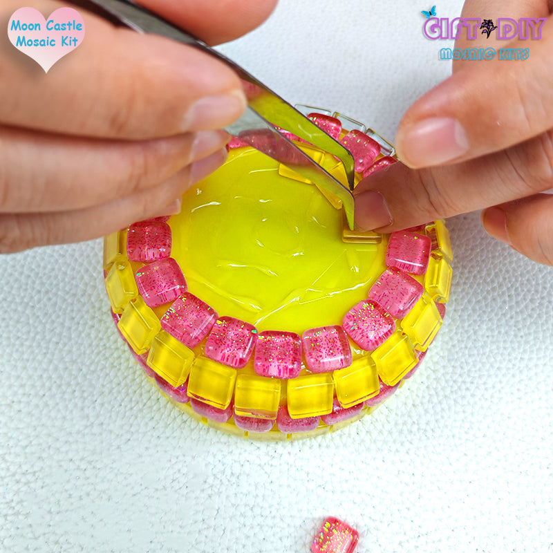 DIY Mosaic Moon Castle Rotating Music Box Kit, Handmade Craft Gift for Kids & Adults, Birthday Christmas Gift