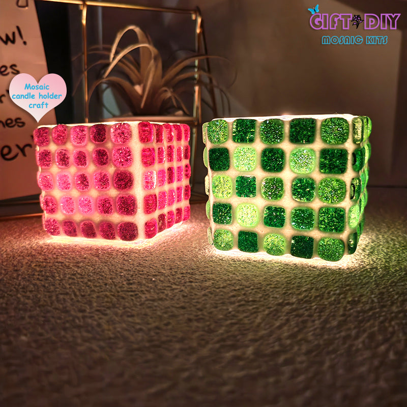 DIY Mosaic Candle Holder Kit, Handmade Craft for Kids & Adults, Home Decor Gift for Birthday Christmas