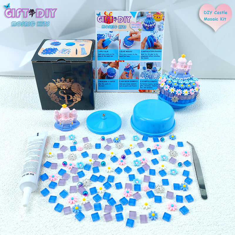 DIY Castle Mosaic Music Box Kit - Handmade Craft Gift for Kids & Adults
