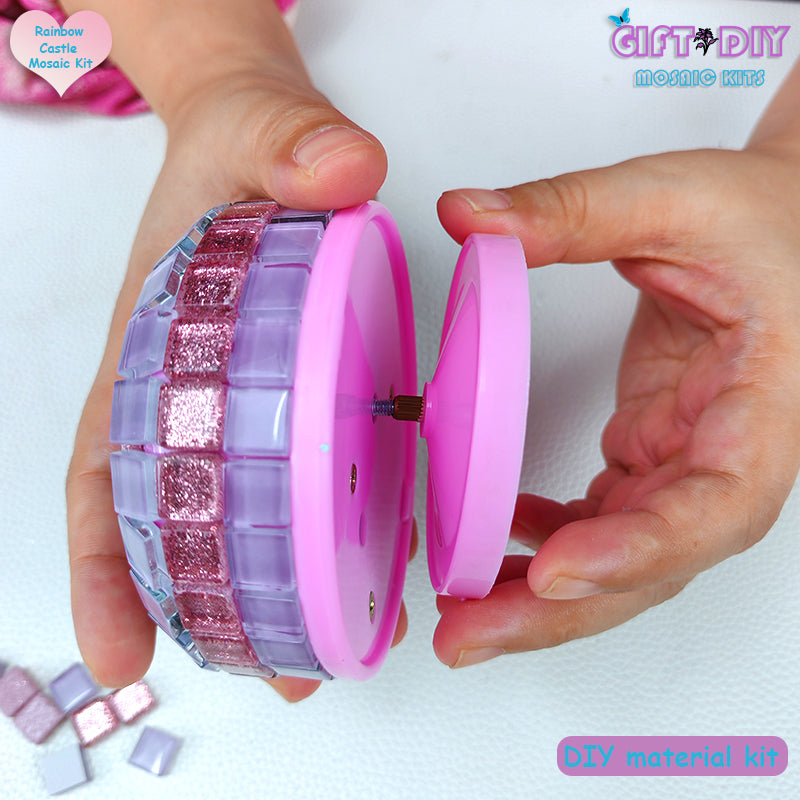 DIY Mosaic Castle Music Box Kit, Handmade Rotating Musical Box for Kids, Birthday Christmas Gift Home Decor