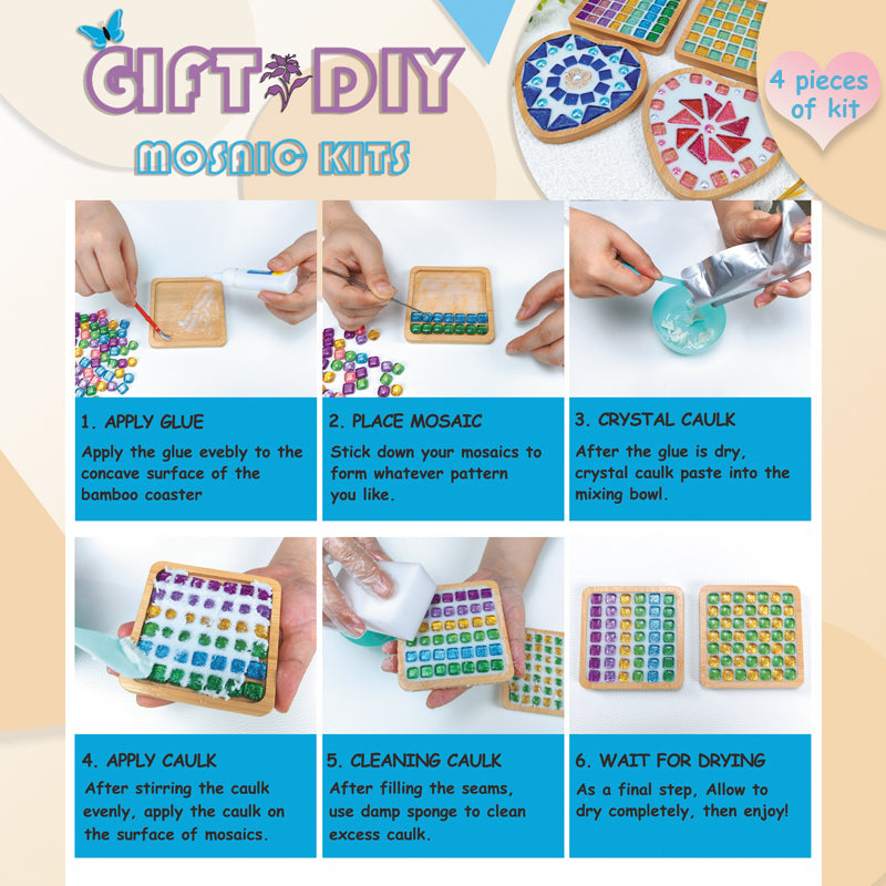 4 Pieces DIY Mosaic Handmade Gift ＆ Craft Material Kit