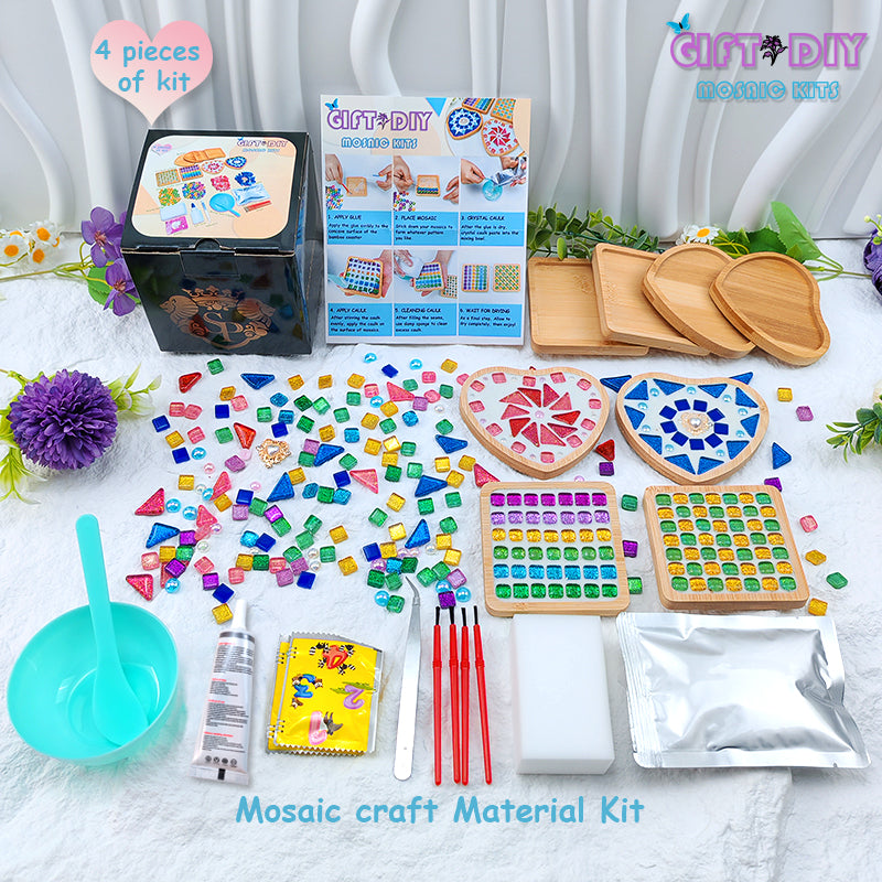 4 Pieces DIY Mosaic Handmade Gift ＆ Craft Material Kit