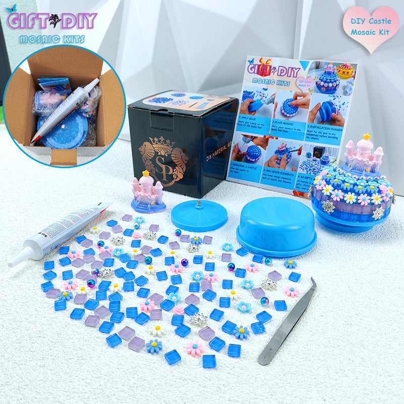 DIY Castle Mosaic Music Box Kit - Handmade Craft Gift for Kids & Adults