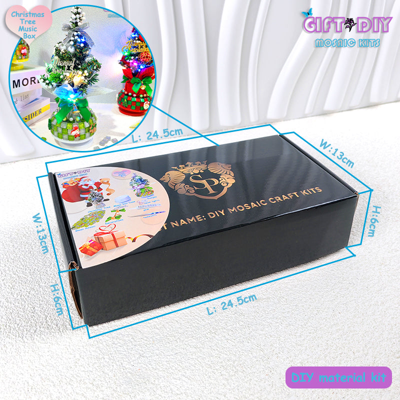 DIY Mosaic Christmas Tree Music Box Kit | Rotating Musical Holiday Decor for Family, Wedding & Birthday Gifts