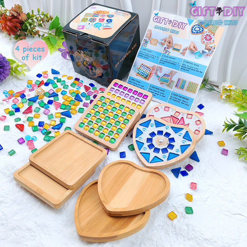 4 Pieces DIY Mosaic Handmade Gift ＆ Craft Material Kit