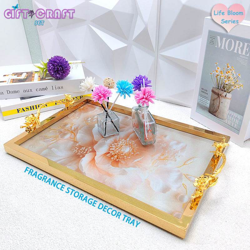 Luxury Decor Tray of Copper Handle, Serving Tray for Bathroom, Wedding, Housewarming, Christmas Gift