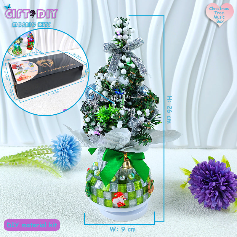 DIY Mosaic Christmas Tree Music Box Kit | Rotating Musical Holiday Decor for Family, Wedding & Birthday Gifts