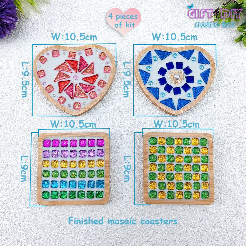 4 Pieces DIY Mosaic Handmade Gift ＆ Craft Material Kit