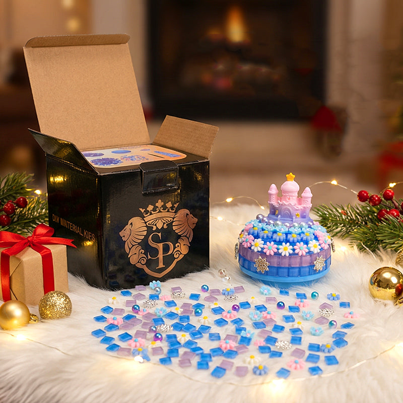 DIY Castle Mosaic Music Box Kit - Handmade Craft Gift for Kids & Adults