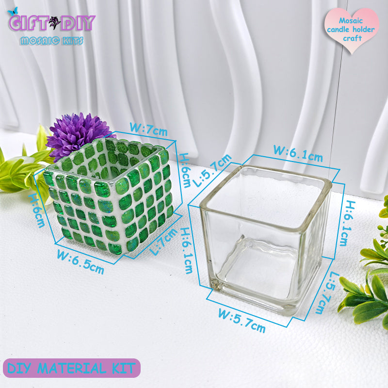 DIY Mosaic Candle Holder Kit for Adults & Kids, Handmade Art Craft for Home Decor Gifts