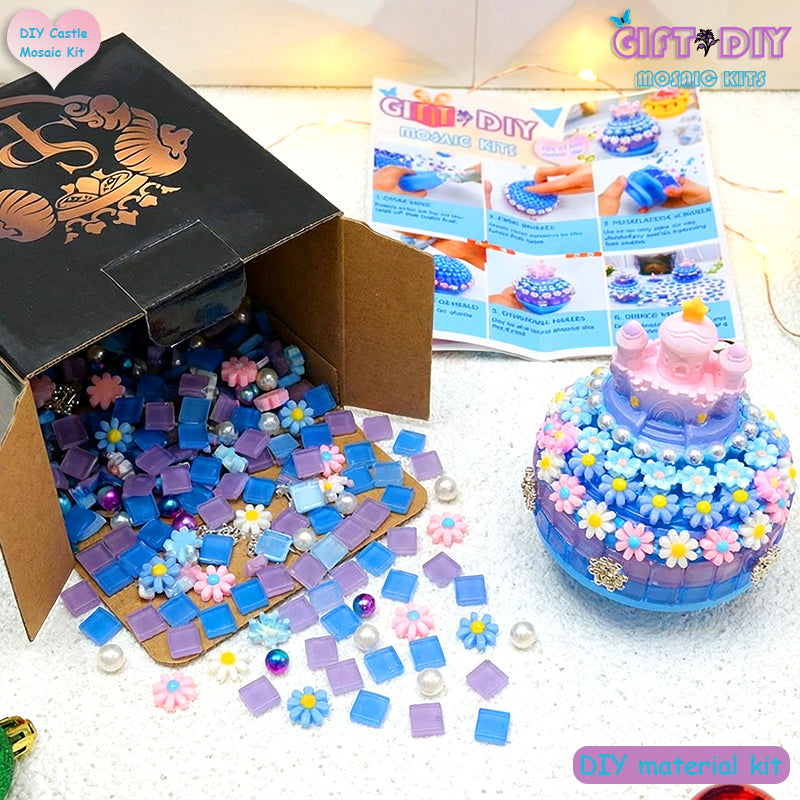 DIY Castle Mosaic Music Box Kit - Handmade Craft Gift for Kids & Adults