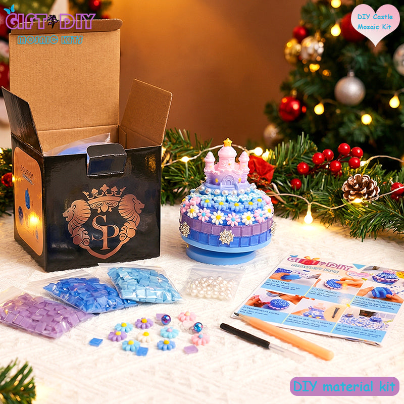 DIY Castle Mosaic Music Box Kit - Handmade Craft Gift for Kids & Adults