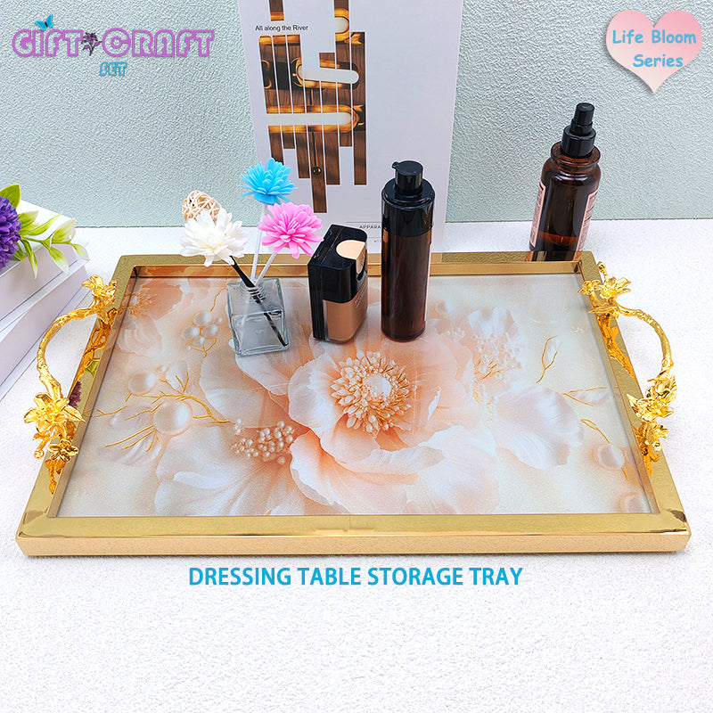 Luxury Decor Tray of Copper Handle, Serving Tray for Bathroom, Wedding, Housewarming, Christmas Gift