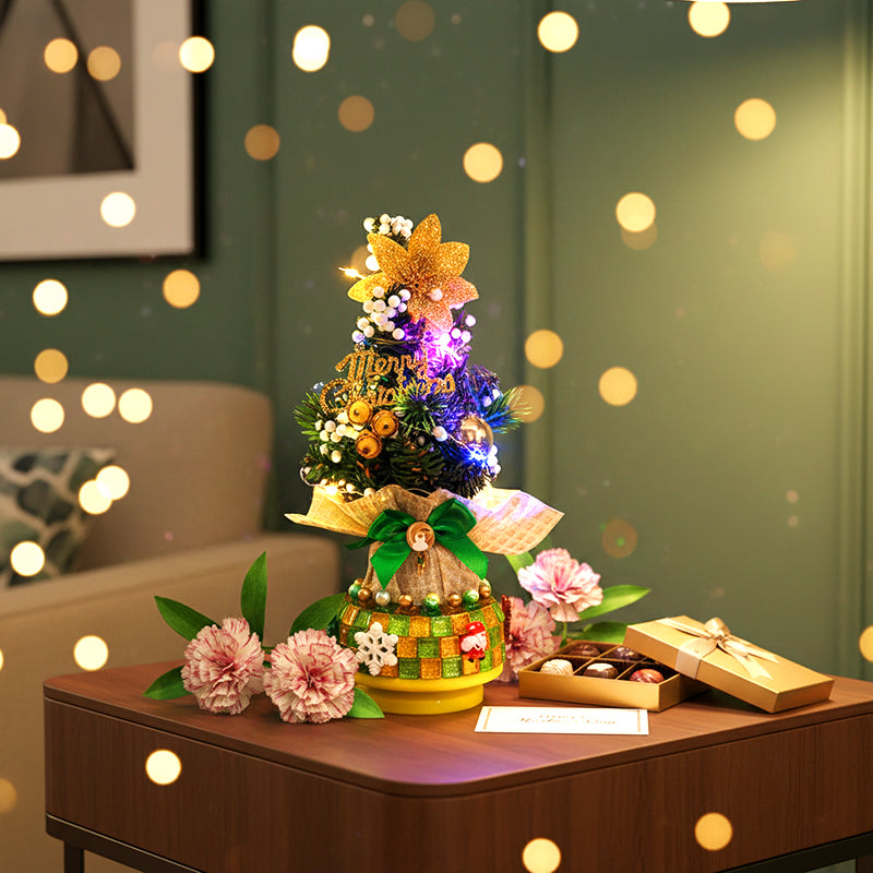 DIY Mosaic Christmas Tree Music Box Kit - Rotating Musical Craft for Holiday Gifts & Family Activities