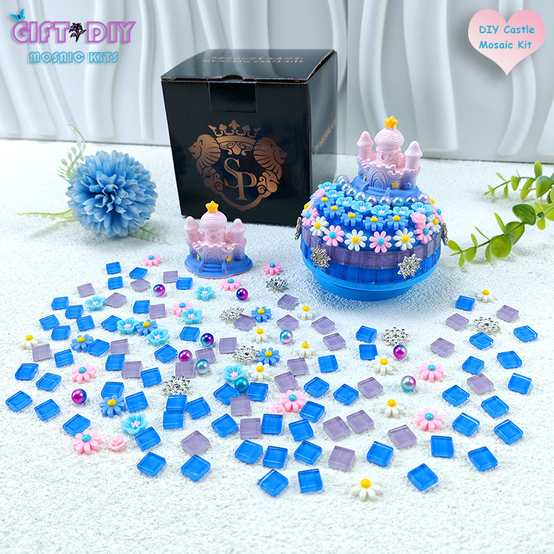 DIY Castle Mosaic Music Box Kit - Handmade Craft Gift for Kids & Adults