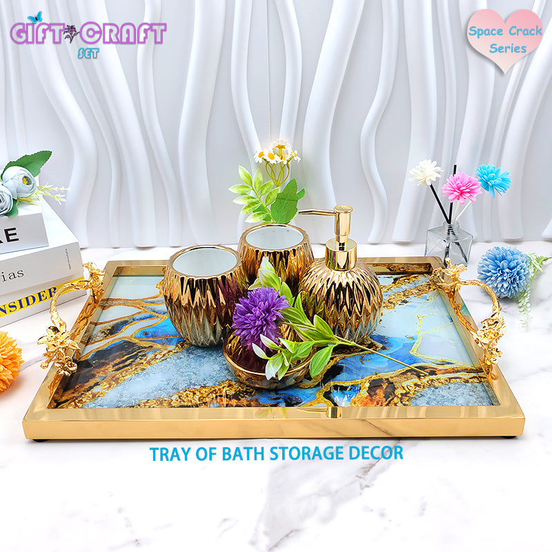 Luxury Tray Gift with Copper Handles, Decor, Serving Tray for Coffee, Bathroom, Vanity & Home Decor