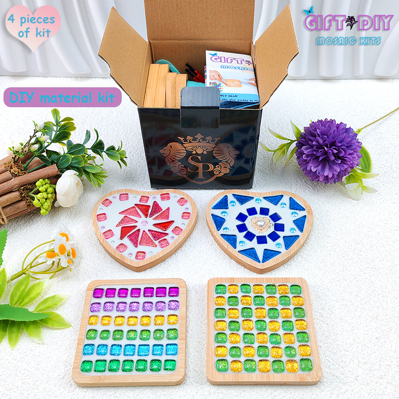 4 Pieces DIY Mosaic Handmade Gift ＆ Craft Material Kit