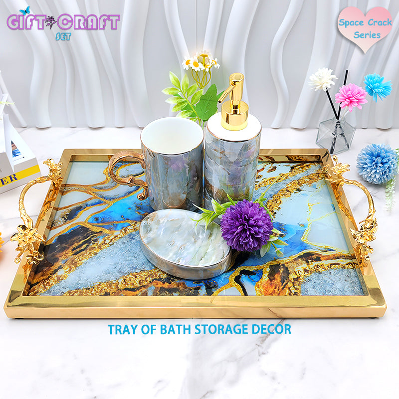 Luxury Tray Gift with Copper Handles, Decor, Serving Tray for Coffee, Bathroom, Vanity & Home Decor