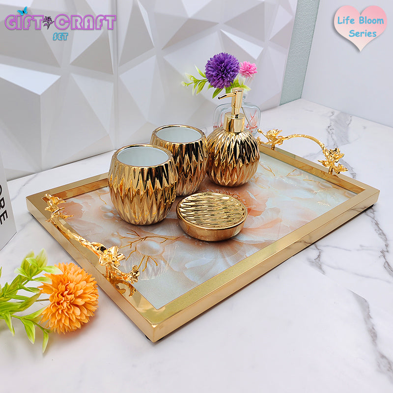 Luxury Decor Tray of Copper Handle, Serving Tray for Bathroom, Wedding, Housewarming, Christmas Gift