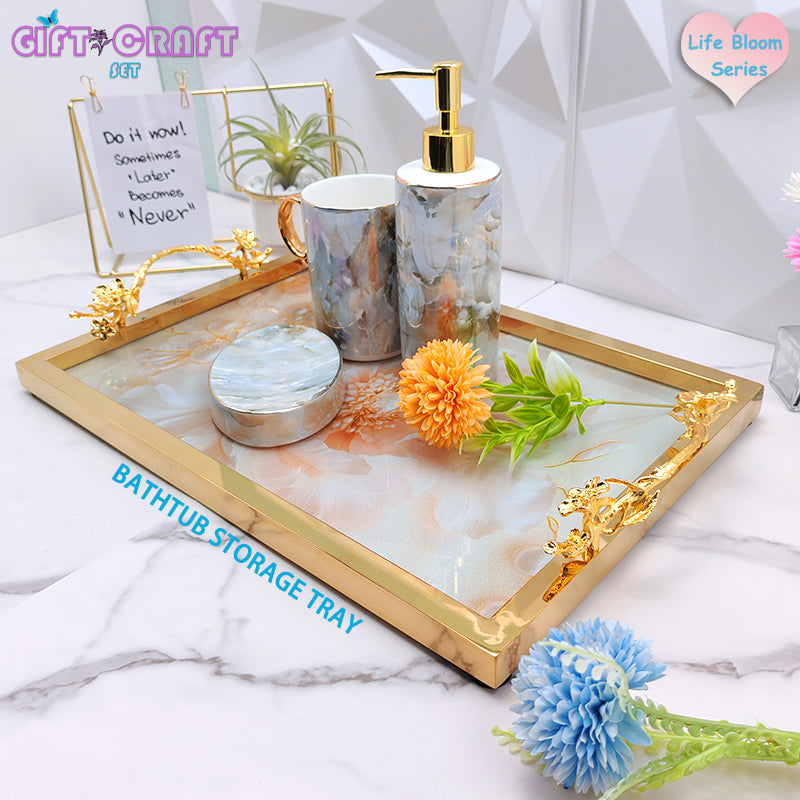 Luxury Decor Tray of Copper Handle, Serving Tray for Bathroom, Wedding, Housewarming, Christmas Gift