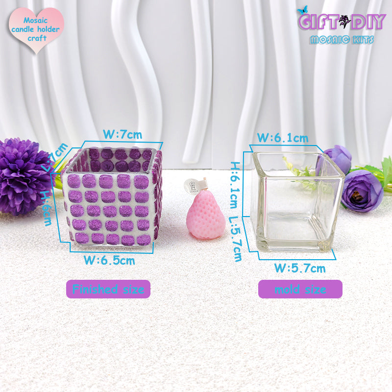 DIY Mosaic Candle Holder Kit, Handmade Craft for Kids & Adults, Home Decor Gift for Birthday Christmas