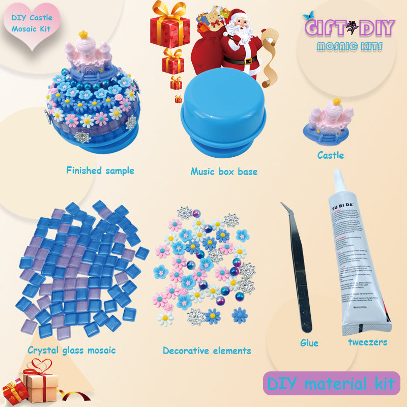DIY Castle Mosaic Music Box Kit - Handmade Craft Gift for Kids & Adults
